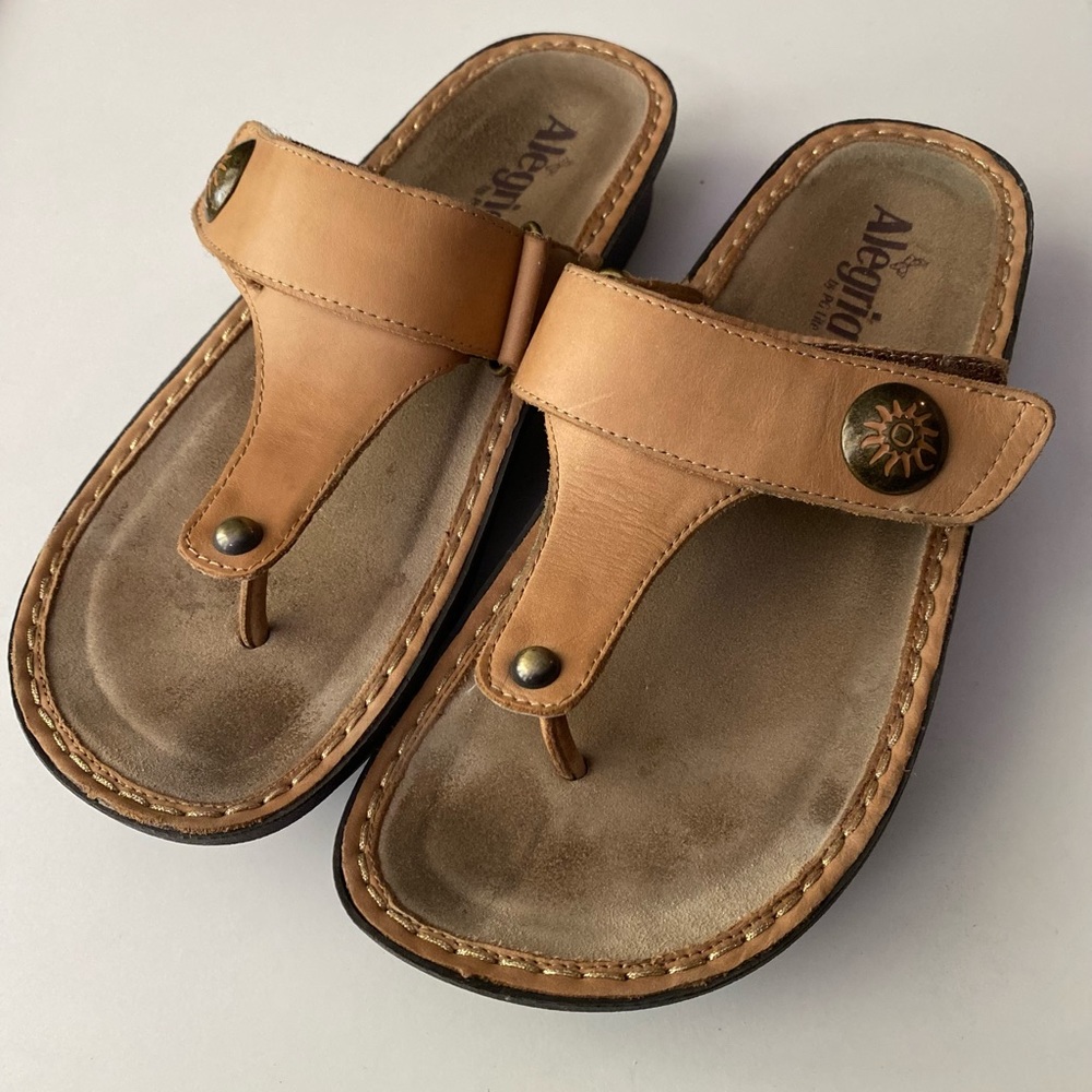 Alegria Carina Sandals sz 39/ US 8 tan brown leather